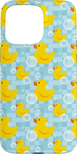 Vista 28 de Funda de goma amarilla para iPhone 16 con patrón de patos y patos