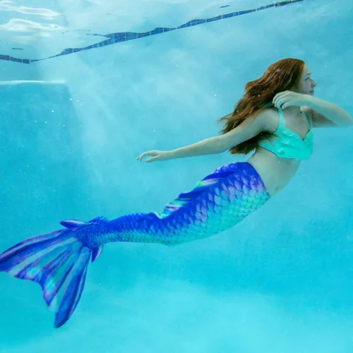 Vista 6 de Fin Fun Atlantis - Cola de sirena para adultos, monoaleta incluida, tamaños para adultos y adolescentes