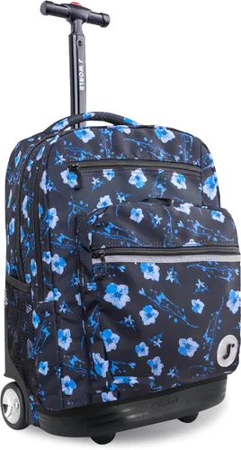 Vista 29 de J World Sundance Mochila Rodante para Laptop para Niñas y Niños. Mochila Escolar con Ruedas, Rombos negro, 20 pulgadas