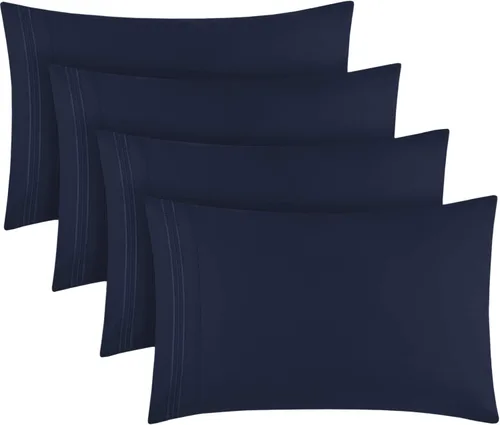 Vista 19 de Mellanni Juego de fundas de almohada, 4 fundas de almohada de la colección Iconic Collection, extra suaves, refrescantes, resistentes a las arrugas