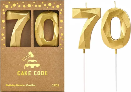 Vista 25 de Crystal Gold - Velas de cumpleaños con número 0 de 2.76 pulgadas, velas doradas y de números de pastel para celebración de fiesta