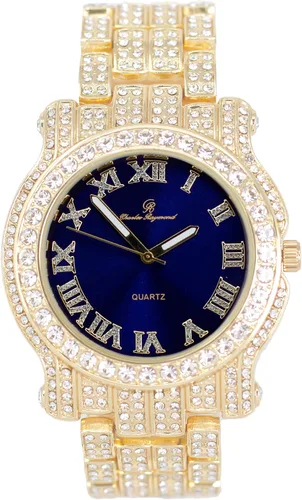 Vista 51 de Charles Raymond Bling-ed Out Ultimate Hip Hop Royalty Reloj para hombre con número romano de fácil lectura o indicadores de tiempo de diamantes