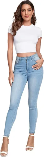 Vista 5 de Verdusa Camiseta corta de manga casquillo básica y ajustada para mujer cuello redondo