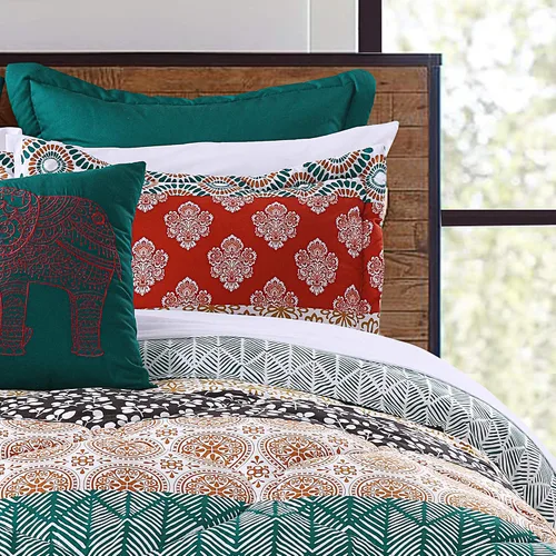 Vista 3 de Lush Decor - Juego de ropa de cama de 3 piezas, colorido diseño bohemio a rayas, reversible