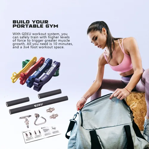 Vista 6 de Resistance Band Bar, Length-Adjustable Detachable Heavy Duty Workout Bar for Resistance Band Training, Core Muscle Training, Home & Ourdoor Workout