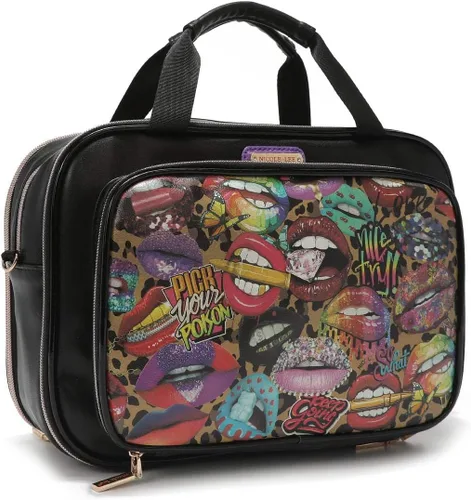 Vista 9 de Nicole Lee Bolsa de maquillaje cosmética para mujer, bolsa de viaje con 5 compartimentos (todas las emociones)