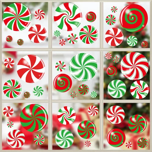 Vista 10 de Calcomanías de Navidad para ventana, diseño de búfalo navideño, calcomanías de ventana extraíbles, decoración de ventanas para invierno, Navidad