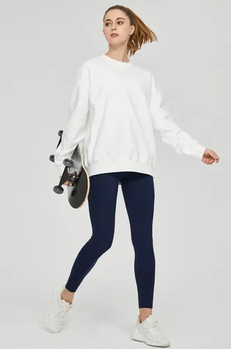 Vista 3 de THE GYM PEOPLE Sudadera de forro polar con cuello redondo para mujer, ajuste holgado, suave, de gran