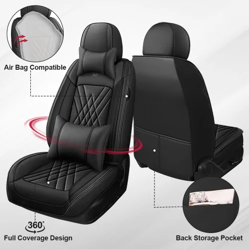 Vista 2 de Fundas de Asientos Compatibles con Toyota Corolla 2015-2026 Funda de Asiento de Automóvil de Cuero, Elegante Impermeable Transpirable Fácil