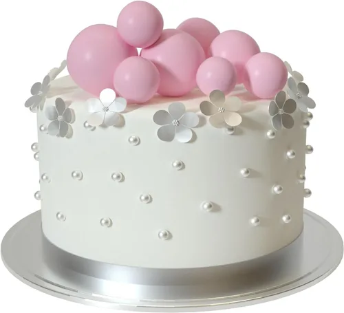 Vista 9 de ASTARON 40 piezas de decoración de pastel de bola, mini globos, decoración de tartas, bolas rosa claro, palillos para tartas, bolas para decoración