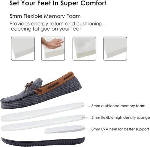 Vista 3 de ULTRAIDEAS Men's Austin Moccains Knit Slippers with Tie