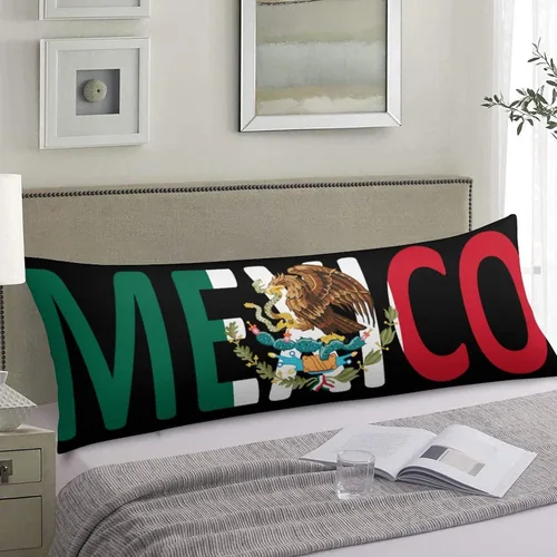 Vista 4 de Funda de almohada larga con diseño de bandera mexicana, 20 x 54 pulgadas
