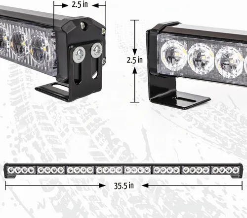 Vista 7 de Luces estroboscópicas LED de 36 pulgadas, amarillas, intermitentes, advertencia de seguridad, barra de luz estroboscópica de emergencia, precaución