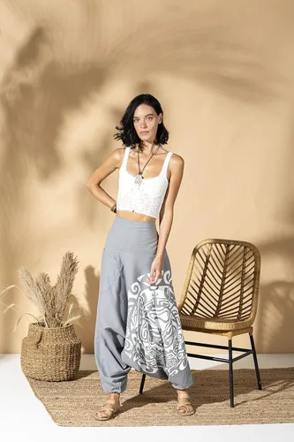 Vista 2 de The Veshti Company Pantalones unisex de cintura alta 100 algodón holgados bohemios pantalones de vestir para mujer ropa de yoga pantalones