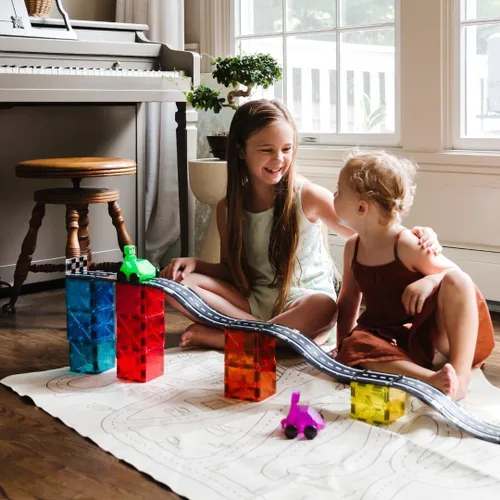 Vista 4 de MAGNA-TILES Downhill Duo - Juego de construcción magnética de 40 piezas, la marca original de construcción magnética