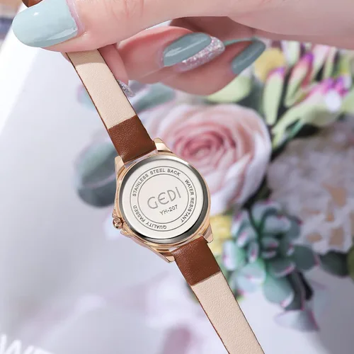 Vista 6 de TOOCAT Reloj de pulsera para mujer, ultrafino, elegante, simple, de cuarzo, con correa de cuero, resistente al agua, analógico, para mujeres