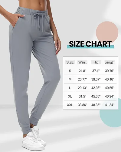 Vista 6 de 2 piezas de pantalones deportivos para mujer, pantalones deportivos de descanso con cordón, pantalones deportivos de cintura alta con bolsillos