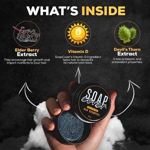 Vista 4 de Jabón negro para cabello gris, champú en barra inversa de cabello gris, 10.2 onzas (paquete de 6)