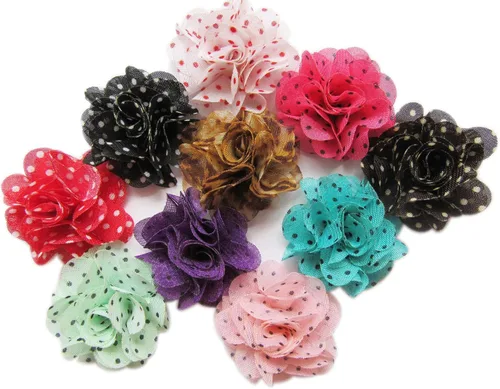 Vista 22 de YYCRAFT Paquete de 30 diademas de flores de gasa de 2 pulgadas, color rosa bebé
