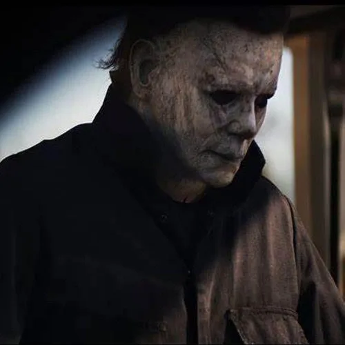 Vista 7 de Máscara de látex para cosplay de Halloween Michael Myers de cara completa color gris