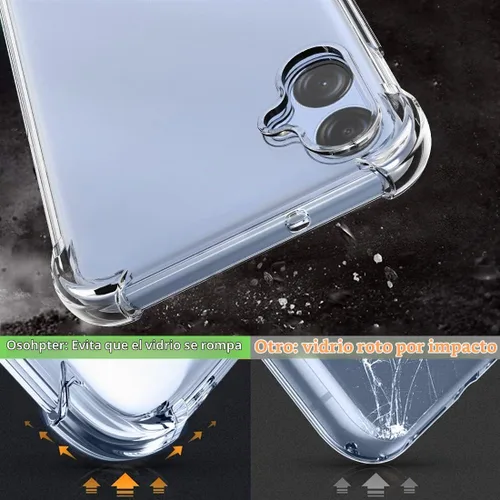 Vista 4 de Osophter Para Samsung Galaxy A04E Caso: Transparente Transparente Con Protector De Pantalla TPU Absorción De Golpes Flexible Cubierta Del Teléfono