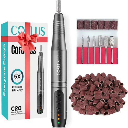 Vista 11 de COSLUS Taladro de uñas inalámbrico con lima eléctrica: profesional para uñas acrílicas, gel, polvo adhesivo, portátil, kit de máquina de taladro