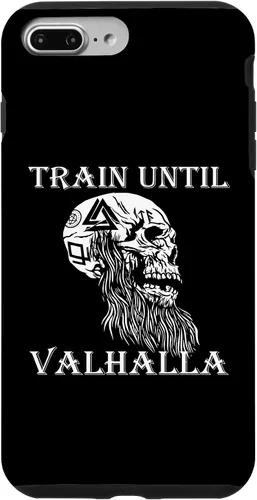 Vista 9 de iPhone 15 Train Until Valhalla Fitness Weight Training Ragna Viking Case