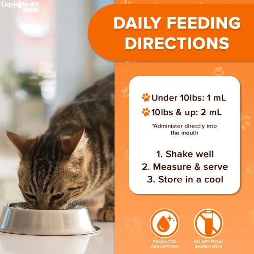 Vista 4 de LIQUIDHEALTH Pets Liquid Cat Glucosamine Joint Purr-Fection - Apoyo para Alivio de Salud de Cadera y Articulaciones, Goteros Felinos de Condroitina