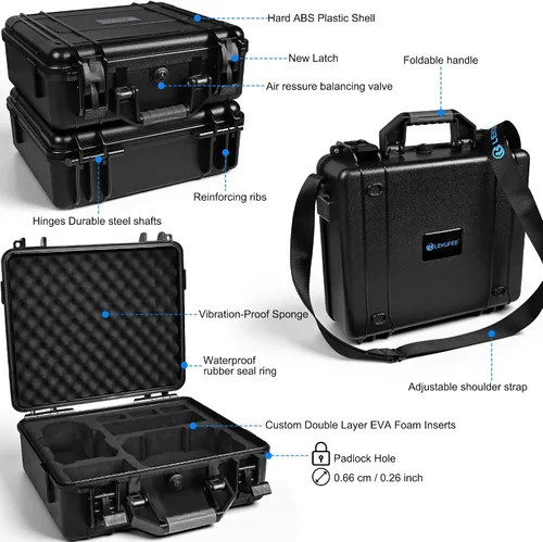 Vista 3 de Lekufee Estuche rígido impermeable para transportar DJI Mini 5 Pro Drone, Fly More Combo, DJI RC 2/RC N3, batería (6 piezas), concentrador de carga