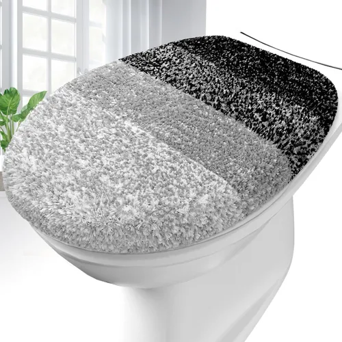 Vista 24 de OLANLY Funda de asiento de inodoro de microfibra suave para baño, cubiertas de asiento lavables a máquina, 17.5x15 pulgadas, con respaldo de goma