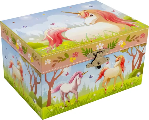 Vista 6 de Joyero musical mágico de recuerdo de unicornio con collar de corazón de unicornio