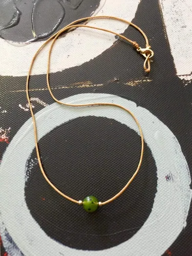 Vista 5 de Collar de piedras preciosas, gargantilla de jade nefrita natural de Canadá, collar impermeable, collar delicado simple, gargantilla delicada, collar