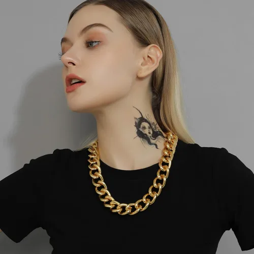 Vista 3 de GOLDCHIC JEWELRY Gargantilla gruesa de oro para mujer, 0.197in0.472in0.906in, collar de cadena de hip hop, collar de cadena de clip grueso de 16 18