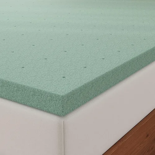 Vista 6 de NapQueen Cubrecolchón de espuma viscoelástica de té verde ventilado de 2 pulgadas, verde elegante, certificado CertiPUR-US, tamaño matrimonial