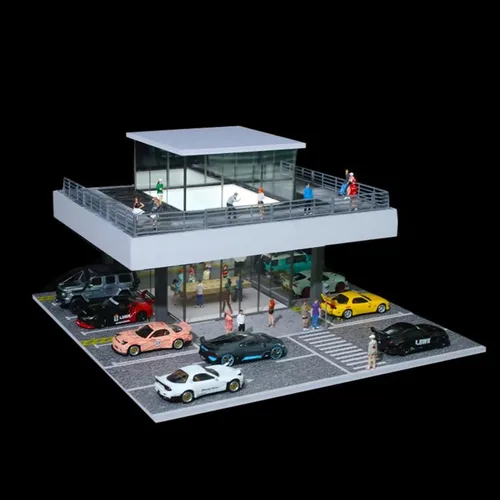 Vista 8 de Bivitre 1/64 Estuche de Exhibición de Diorama de Garaje con Luces LED - Compatible con Coches Diecast Mini GT de Hot Wheels Matchbox