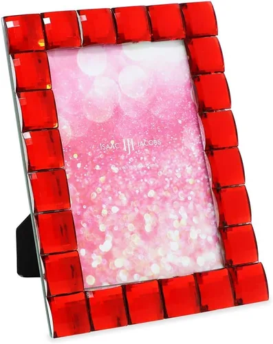 Vista 46 de Isaac Jacobs Marco decorativo con joyas brillantes, para exhibición de fotos y decoración del hogar (4x4, Rosado)