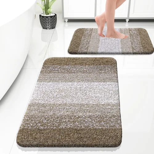 Vista 33 de OLANLY - Juego de tapetes para baño de 2 piezas, de microfibra, suaves y absorbentes, antideslizantes, lavables a máquina y para secadora, felpudos
