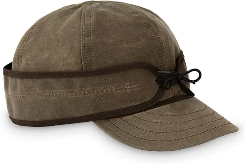 Vista 7 de Stormy Kromer Gorra de algodón encerado aislada, sombrero de otoño ligero con orejeras, resistente al agua, sombrero de 3 estaciones