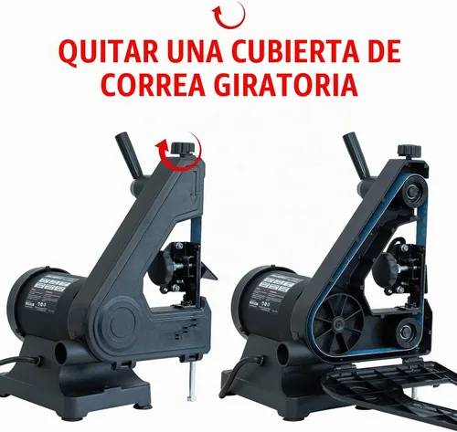 Vista 4 de Lijadora de banda Bucktool 2.3A, lijadora de banda de 1x30 pulgadas de baja velocidad con guía de ángulo de afilado de cuchillos, lijadora de metal