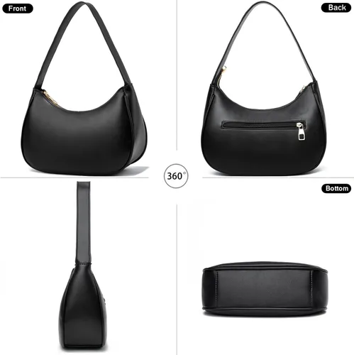 Vista 4 de BAIKELI Bolso de hombro en forma de media luna para mujeres, pequeño bolso al hombro clásico retro, de estilo embrague, bolso tipo hobo, bolso