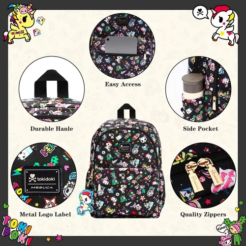 Vista 4 de Tokidoki Mochila con llavero Unicorno linda mochila de viaje para laptop para mujer, bolsa casual, mochila ligera, mochila de día