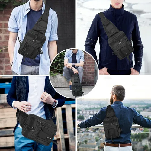 Vista 7 de Bolso táctico LarKoo para pistola en el pecho, con funda oculta, para transportar la pistola en el pecho, bandolera, funda para el hombro