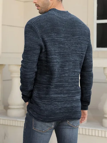 Vista 4 de Men's Quarter-Zip Sweater Autumn Winter Thicken Knitted Pullover Polo Sweaters