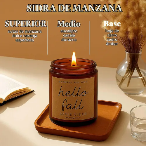 Vista 4 de Lihome Velas de otoño – Decoración de otoño para el hogar, regalos para mujeres, mamá, amiga, cera de soja natural, velas perfumadas de sidra