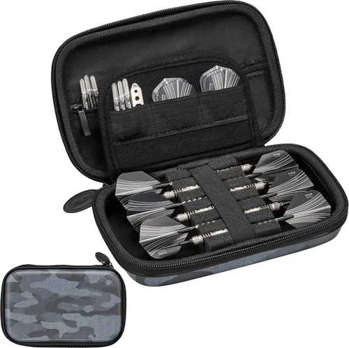 Vista 20 de Casemaster Sentinel - Estuche para dardos con 6 puntas de acero o punta suave, totalmente montado, funda rígida de EVA con espuma, resistente al