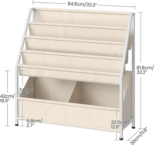 Vista 2 de CHOEZON Estantería para niños, estantería de 4 niveles para niños, organizador de almacenamiento de libros y juguetes de gran capacidad, estante