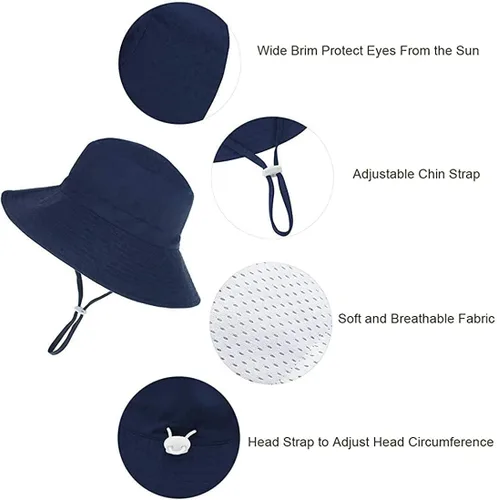 Vista 6 de Century Star Baby Sun Hat Summer UPF 50+ Baby Boy Girl Hats Toddler Beach Bucket Hats Wide Brim Kids Sun Protection Caps