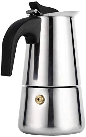 Vista 8 de 6.8 fl oz de acero inoxidable Mocha Coffee Pot Kettle Stove Top Espresso Make Pot, astilla