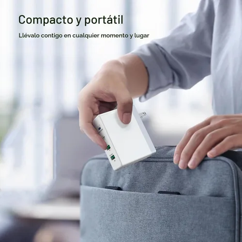 Vista 8 de sccvee Cargador USB C de 140 W GaN, adaptador de corriente para portátil de 100 W, bloque de carga rápido, estación de carga de 4 puertos USB C 140W