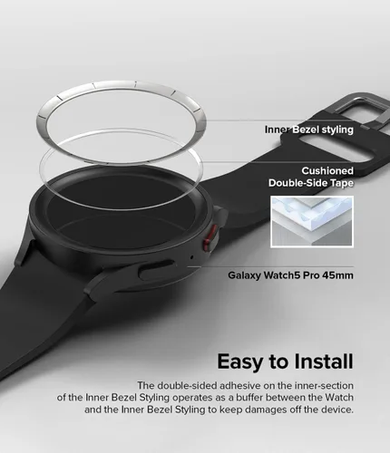 Vista 8 de Ringke Estilo de bisel interior [elegante marco de acero inoxidable] compatible con Samsung Galaxy Watch 5 Pro, protector antiarañazos, accesorio